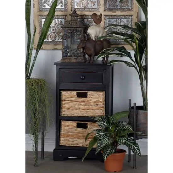 28" Black Farmhouse Wood Storage Cabinet {4}