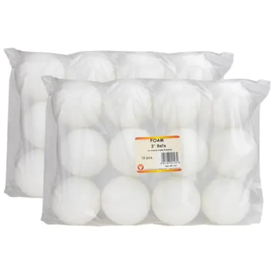 Hygloss&reg; 3" Craft Foam Balls, 2 Packs of 12 {1}