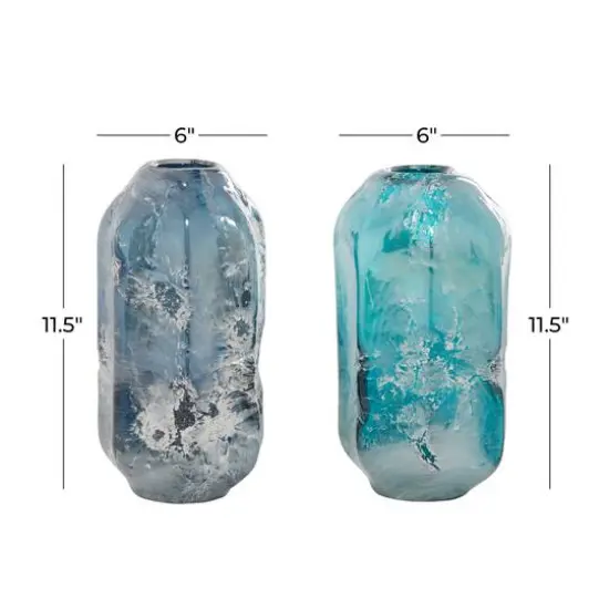 11.5" Blue Glass Contemporary Vase Set {10}