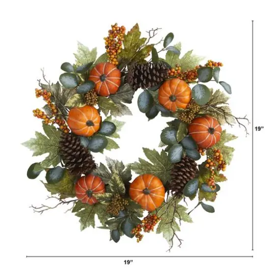 24" Pumpkins, Pinecones & Berries Fall Wreath {4}