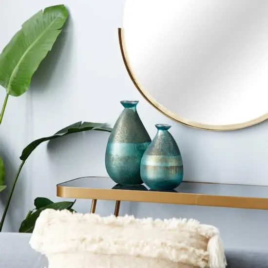 Green Glass Rustic Vase Set {7}