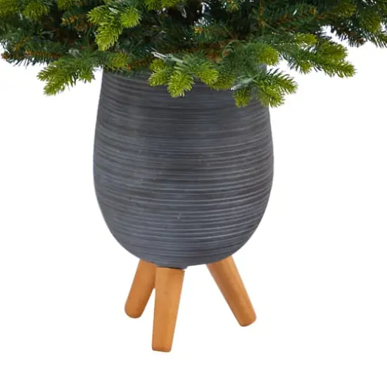 3.5ft. Pre-Lit North Carolina Fir Artificial Christmas Tree in Gray Planter with Stand, Clear Lights {7}