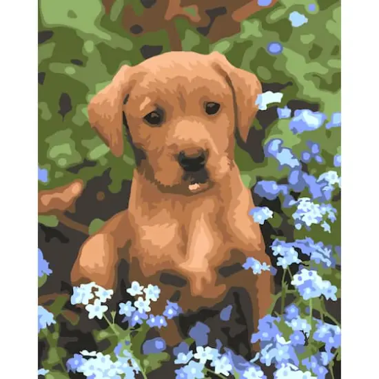 8" x 10" Puppy in Flowers Paint-by-Number Kit with Wood Display Hanger by Artist's Loft&reg; {1}