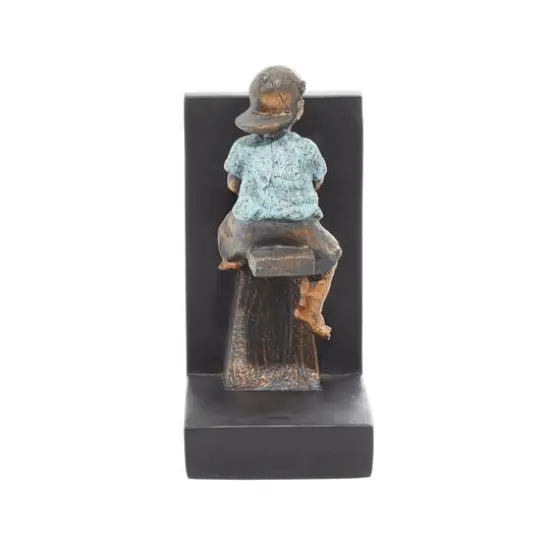 8" Brown Polystone Playing Children Bookends {9}