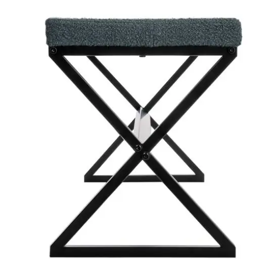 Household Essentials Harper 46.5" Metal & Boucle Bench Blue {6}