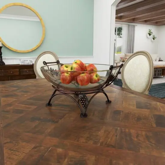 19" Clear Tempered Glass Kitchen Serving Bowl with Copper Metal Grapes Base {12}