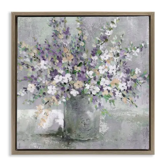 Stupell Industries Blossoming Aster Flower Bouquet Floater Framed Art Brown {1}