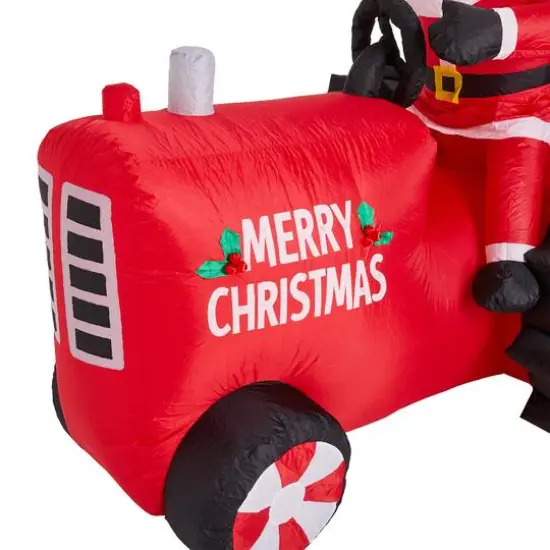 Glitzhome&reg; 11ft. Lighted Inflatable Santa on Tractor D&eacute;cor {8}