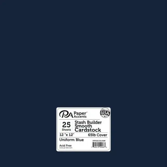 PA Paper&trade; Accents Stash Builder 12" x 12" 65lb. Smooth Cardstock, 25 Sheets Uniform Blue {1}