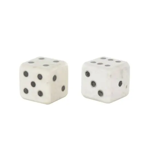 3.5" White Marble Dice Decorative Bookend Set {7}