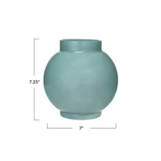 Hello Honey&reg; 7.25" Blue Round Glass Opaque Vase {4}