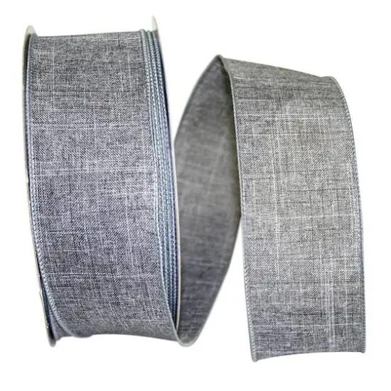 JAM Paper 2.5" x 50yd. Linen Wired Ribbon Gray {1}