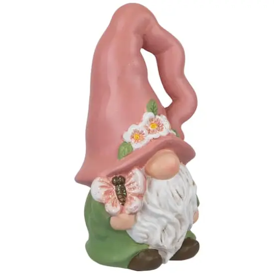 7" Pink & Green Spring Flowers Gnome Figurine {5}