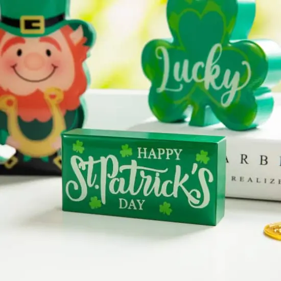 Glitzhome&reg; St. Patrick's Shamrock, Pot of Gold & Leprechaun Table D&eacute;cor Set {8}