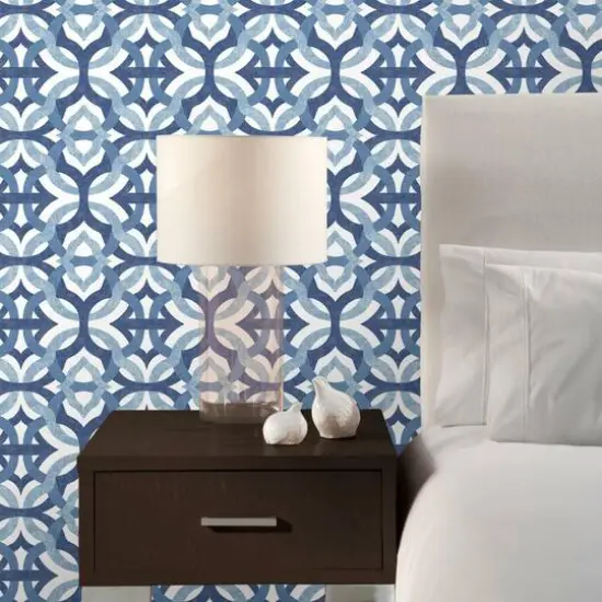 RoomMates Tipton Peel & Stick Wallpaper Blue and White {5}