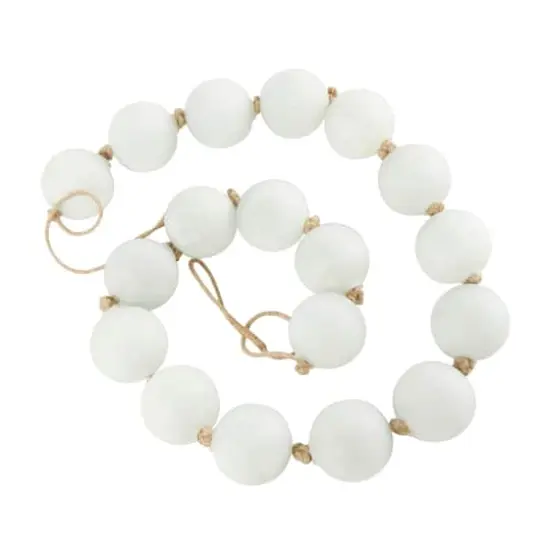 8ft. Extra Long Handmade Glass Beaded Garland with Tassels White {5}