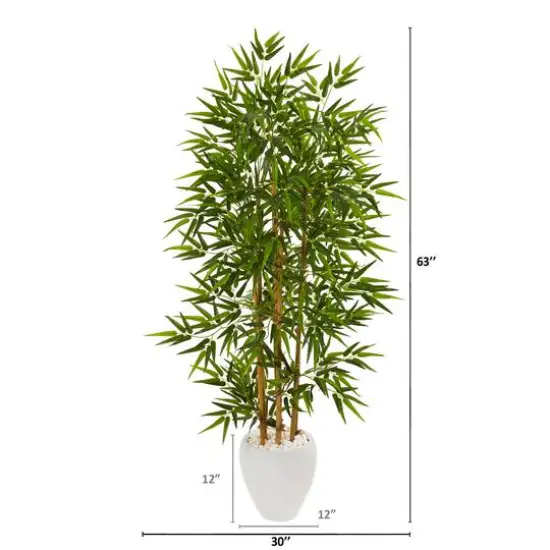 5.3ft. Bamboo Tree in White Planter {3}