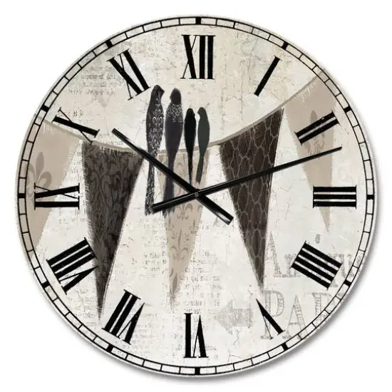 Designart French Bird Flea Market Wall Clock {1}