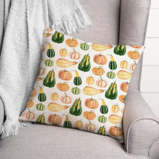 Pumpkin Goard Watercolor Throw Pillow {3}