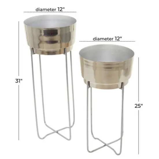 CosmoLiving by Cosmopolitan Contemporary Planter Stand Set Silver {7}