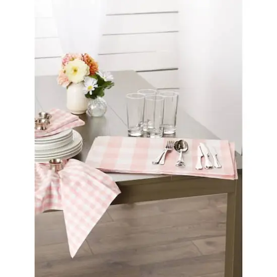 DII&reg; Reversible Gingham & Buffalo Check Placemat Set, 4ct. Pink/White {6}