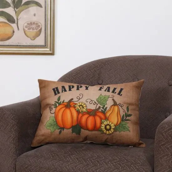 Glitzhome&reg; Faux Burlap Fall Pumpkin Pillow {3}