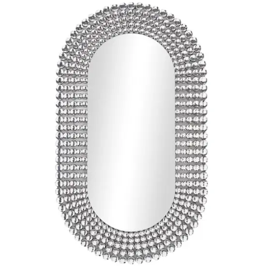 Silver Glass Radial Crystal Frame Wall Mirror 28" x 1" x 48" {1}