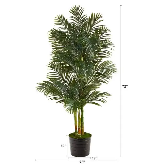 6ft. Golden Cane Artificial Palm Tree in Black Tin Planter {3}