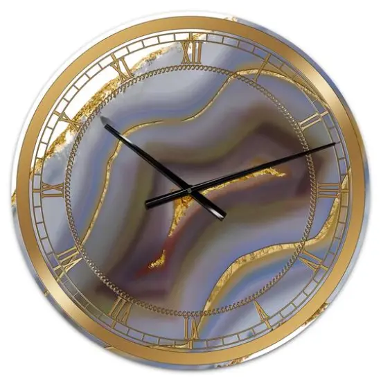 Designart Golden Core Agate Large Wall Clock {1}