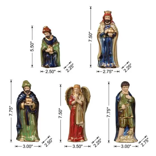 Glitzhome&reg; Multicolor Ceramic Nativity Figurine Set {7}