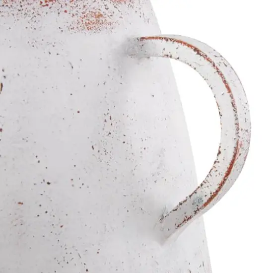 23.5" Distressed White Metal Vase {6}