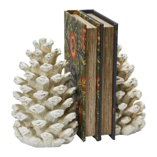 Hello Honey&reg; Pinecone Bookends Set Antique White {3}