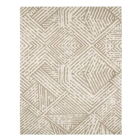 Glitzhome&reg; 8ft. x 10ft. Ivory & Tan Geometric Area Rug {1}