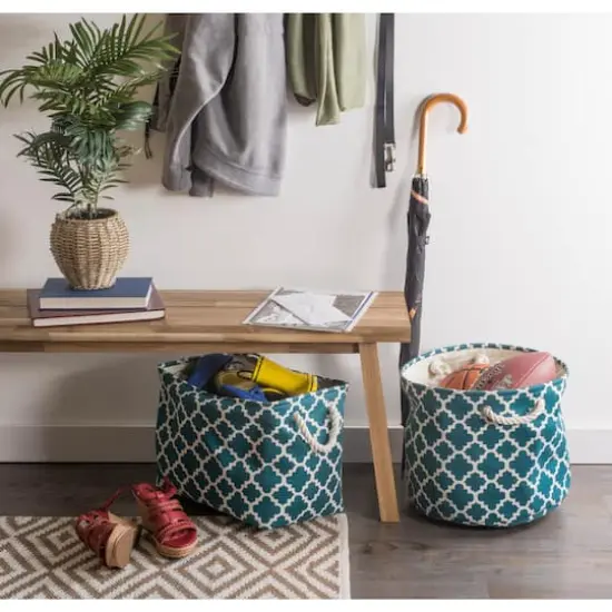 DII&reg; Medium Rectangle Polyester Lattice Bin Teal {4}