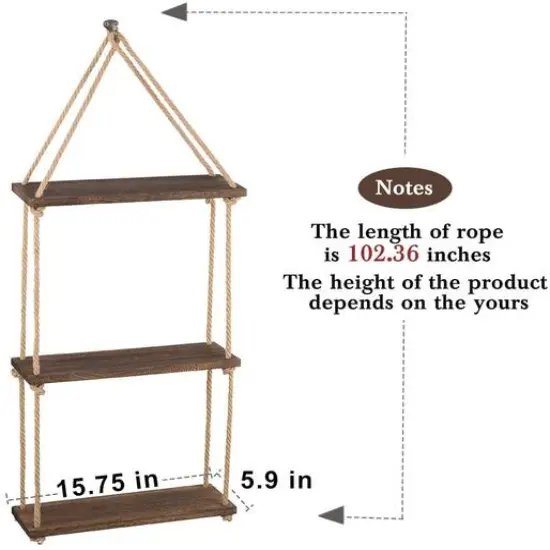 NEX&trade; Liantral 3-Tier Wood & Rope Hanging Shelves {7}