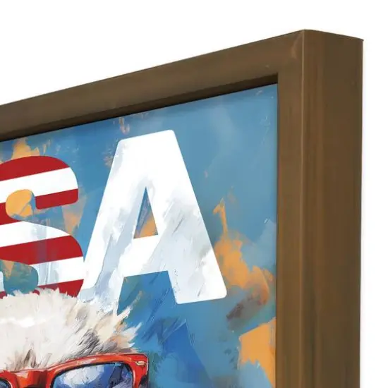 16" x 16" Patriotic Bald Eagle Framed Print Brown Frame {4}