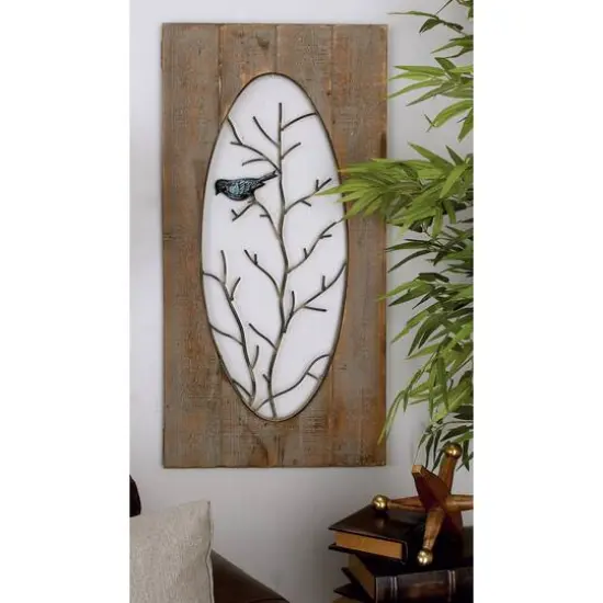36" Brown Wood Rustic Birds Wall Decor, 2ct. {9}