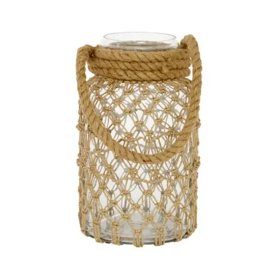 Brown Glass Coastal Lantern, 12" x 7" x 8" {3}