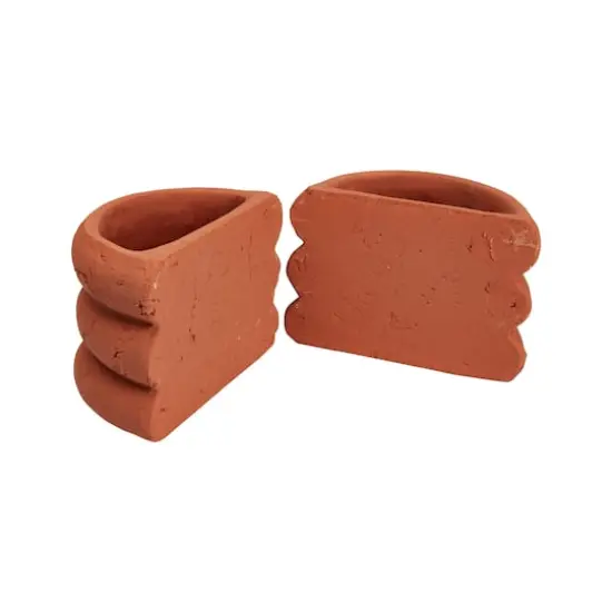 Hello Honey&reg; Terracotta Half Circle Vase Bookends, 2ct. Orange {8}