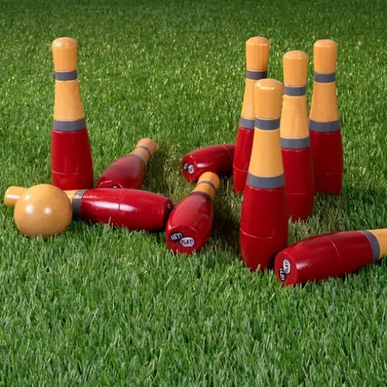 Toy Time Lawn Bowling & Skittle Ball Game Red {4}