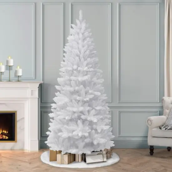 7ft. Unlit White Carson Artificial Pine Christmas Tree {3}