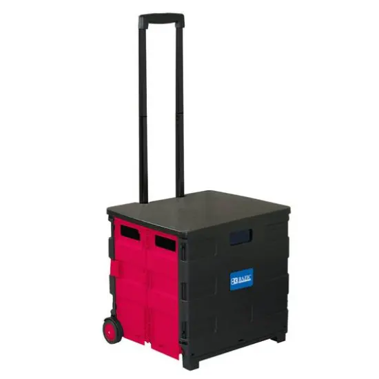 BAZIC&reg; Folding Cart on Wheels with Lid Cover Black & Red {6}