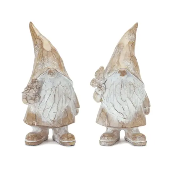 8" Carved Spring Gnome Figurine Set {1}