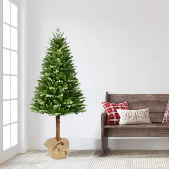 6ft. Unlit Alpine Artificial Christmas Tree in Burlap Sack {4}