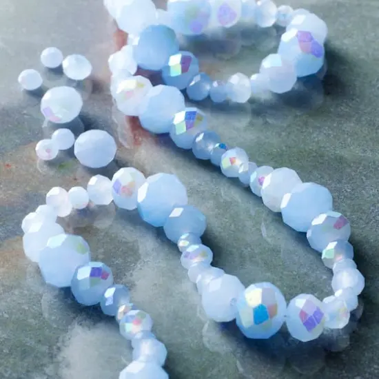 Light Blue Faceted Glass Rondelle Beads by Bead Landing&trade; {3}