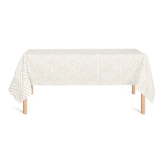 8.5ft. Cream Diamond Pattern Tablecloth {3}