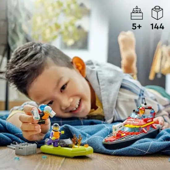 LEGO&reg; City Fire Rescue Boat 60373 Building Toy Set (144 Pieces) {5}