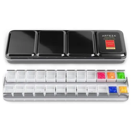 Arteza&reg; Watercolor Empty Half-Pans In Tin Box {3}