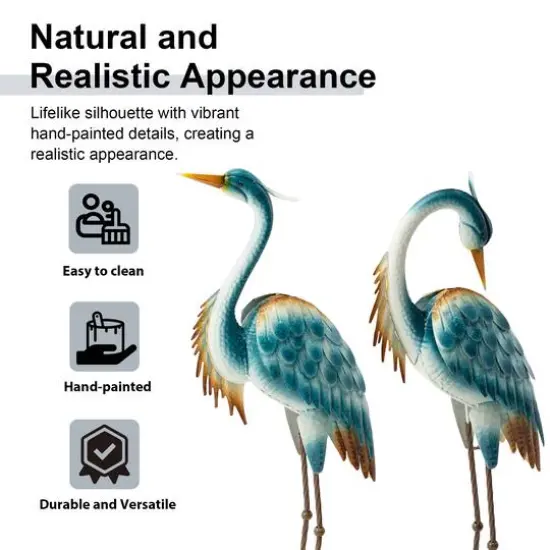 Glitzhome® Metal Standing Crane Garden Statue with Stakes Set {9}