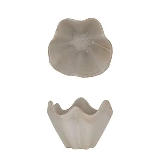 Hello Honey&reg; 7.5" Cream Reactive Glaze Round Stoneware Ruffled Bowl {3}